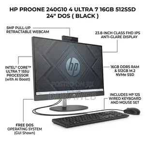New HP ProOne 240 G10 All-in-One 16GB Intel Core Ultra 7 SSD 512GB