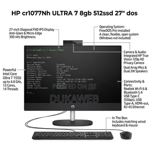 New Desktop Computer HP 8GB Intel Core Ultra 7 SSD 512GB