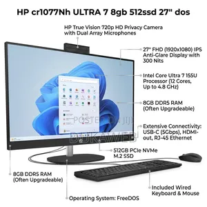 New Desktop Computer HP 8GB Intel Core Ultra 7 SSD 512GB