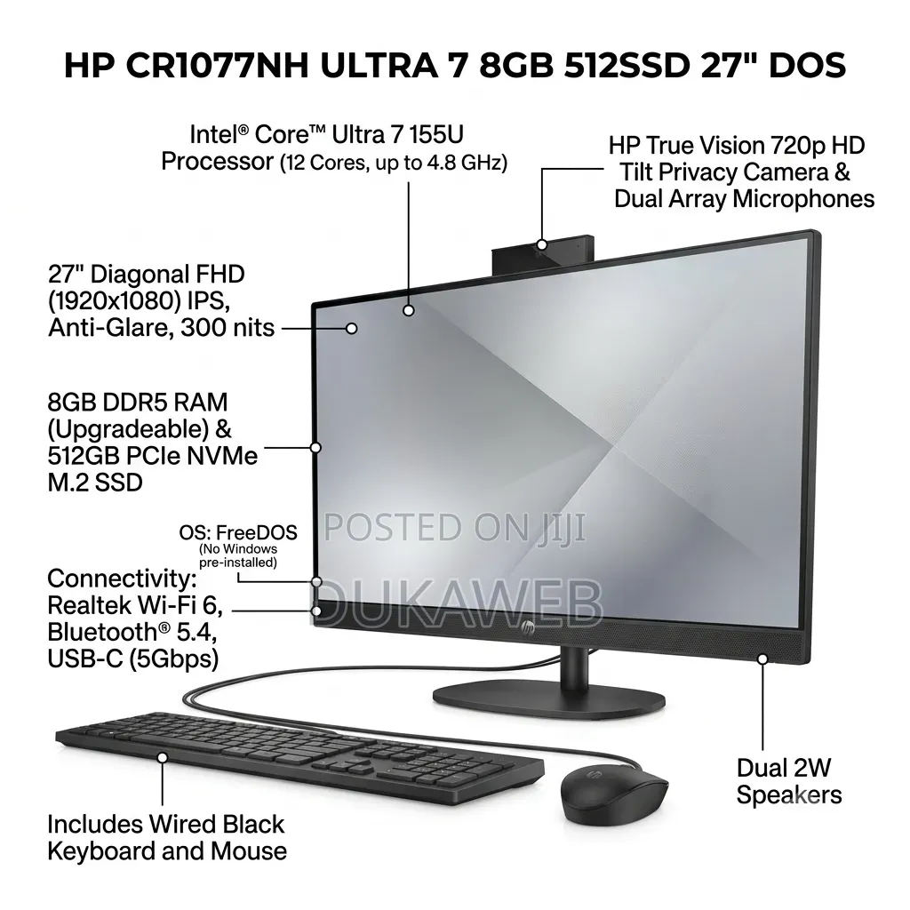 New Desktop Computer HP 8GB Intel Core Ultra 7 SSD 512GB