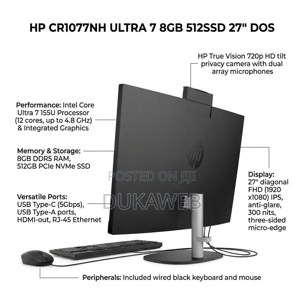 New Desktop Computer HP 8GB Intel Core Ultra 7 SSD 512GB