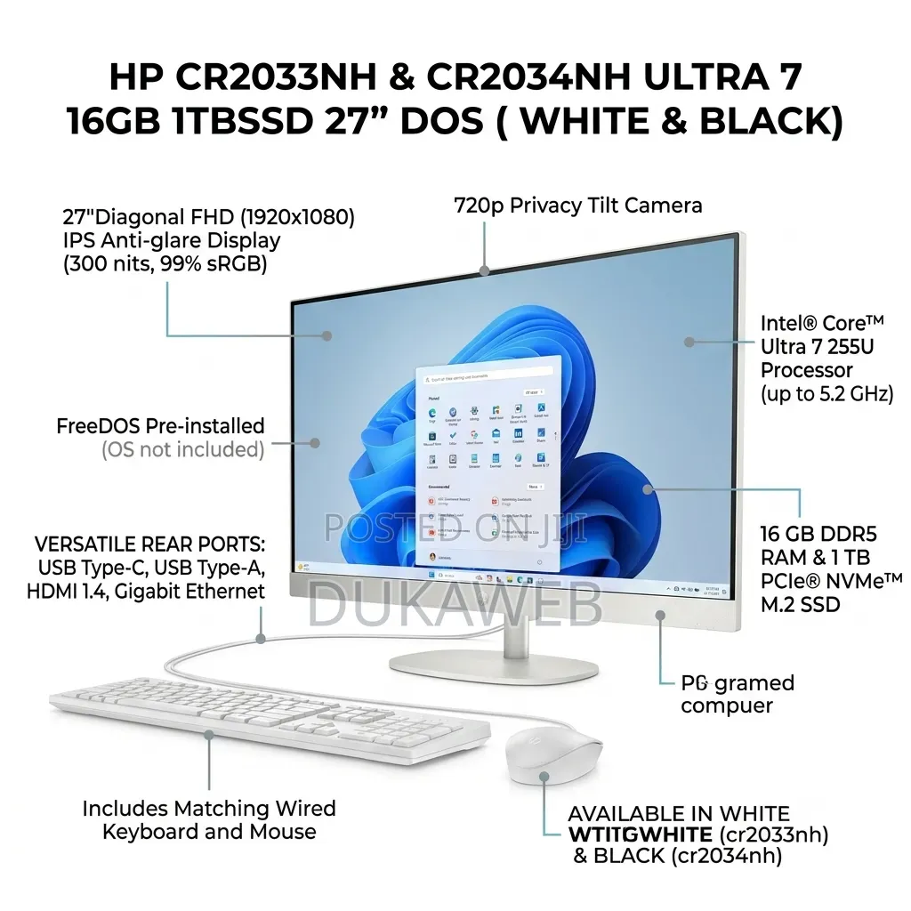 New Desktop Computer HP 16GB Intel Core Ultra 7 SSD 1T