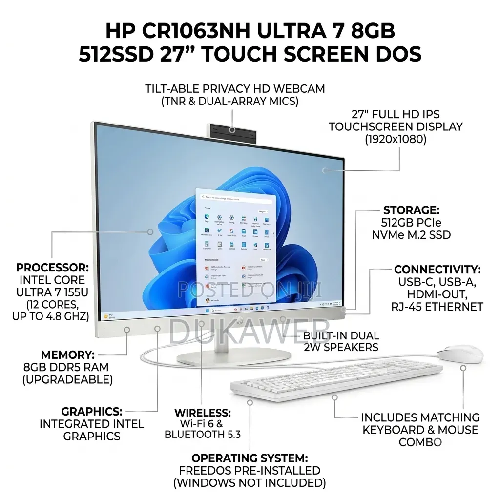 New Desktop Computer HP 8GB Intel Core Ultra 7 SSD 512GB
