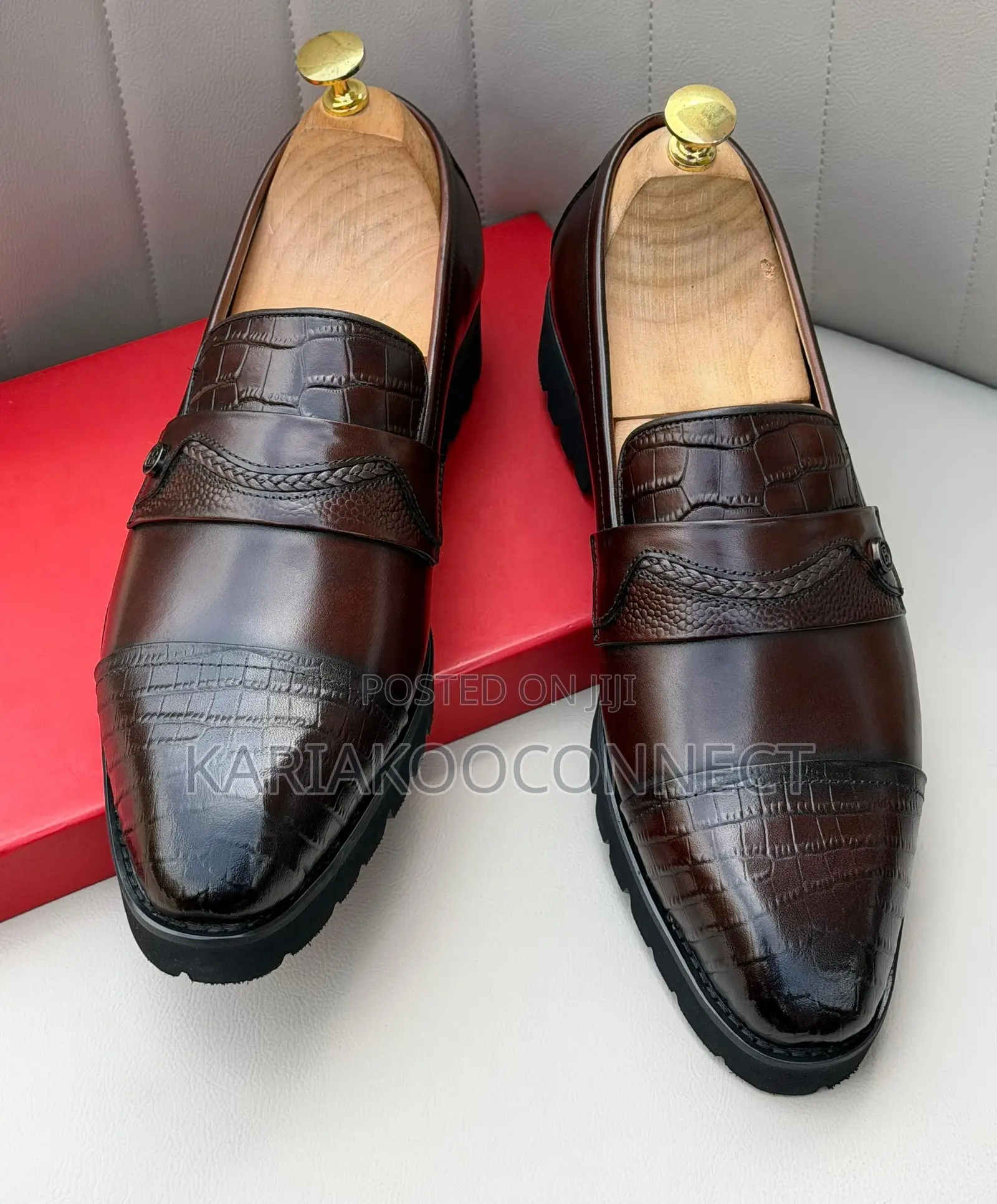 Clarks Croc-Embossed Penny Loafers