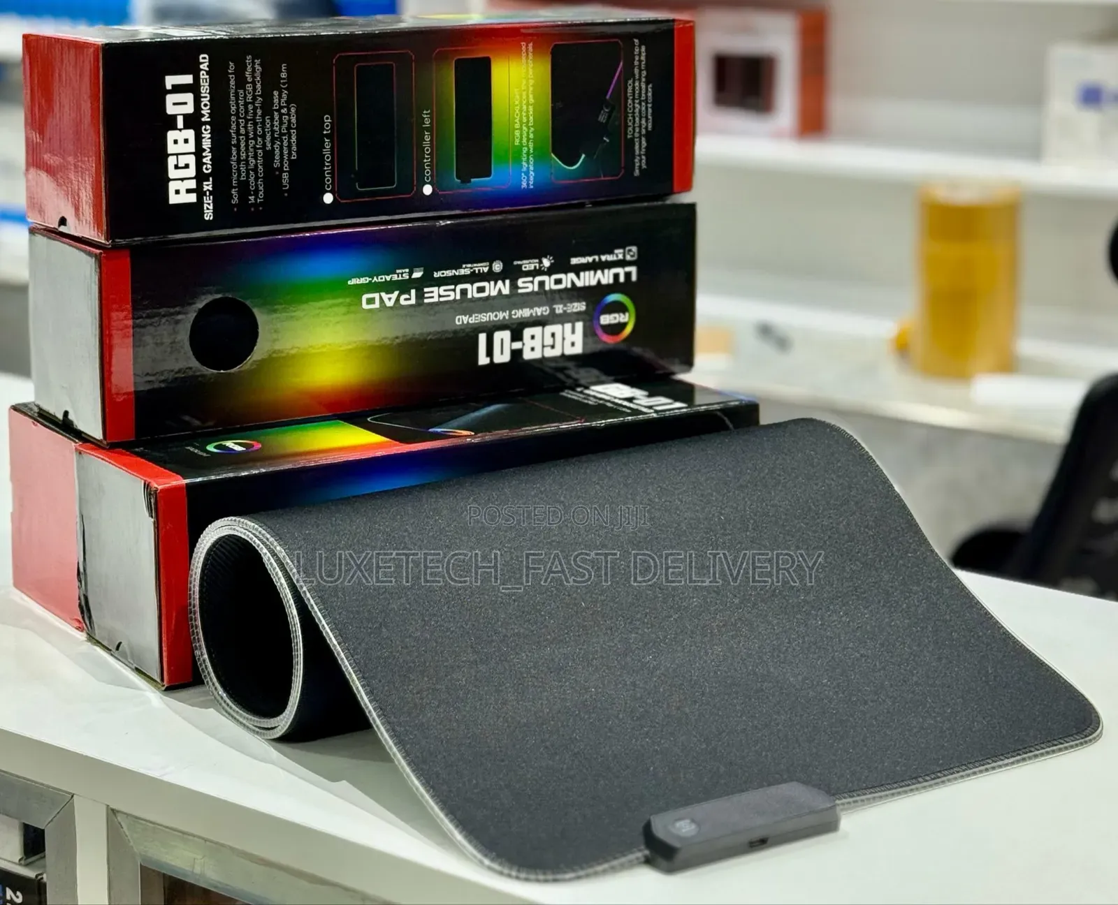 RGB-01 XL Luminous Gaming Mouse Pad 80x30cm USB RGB Lighting Desk Mat