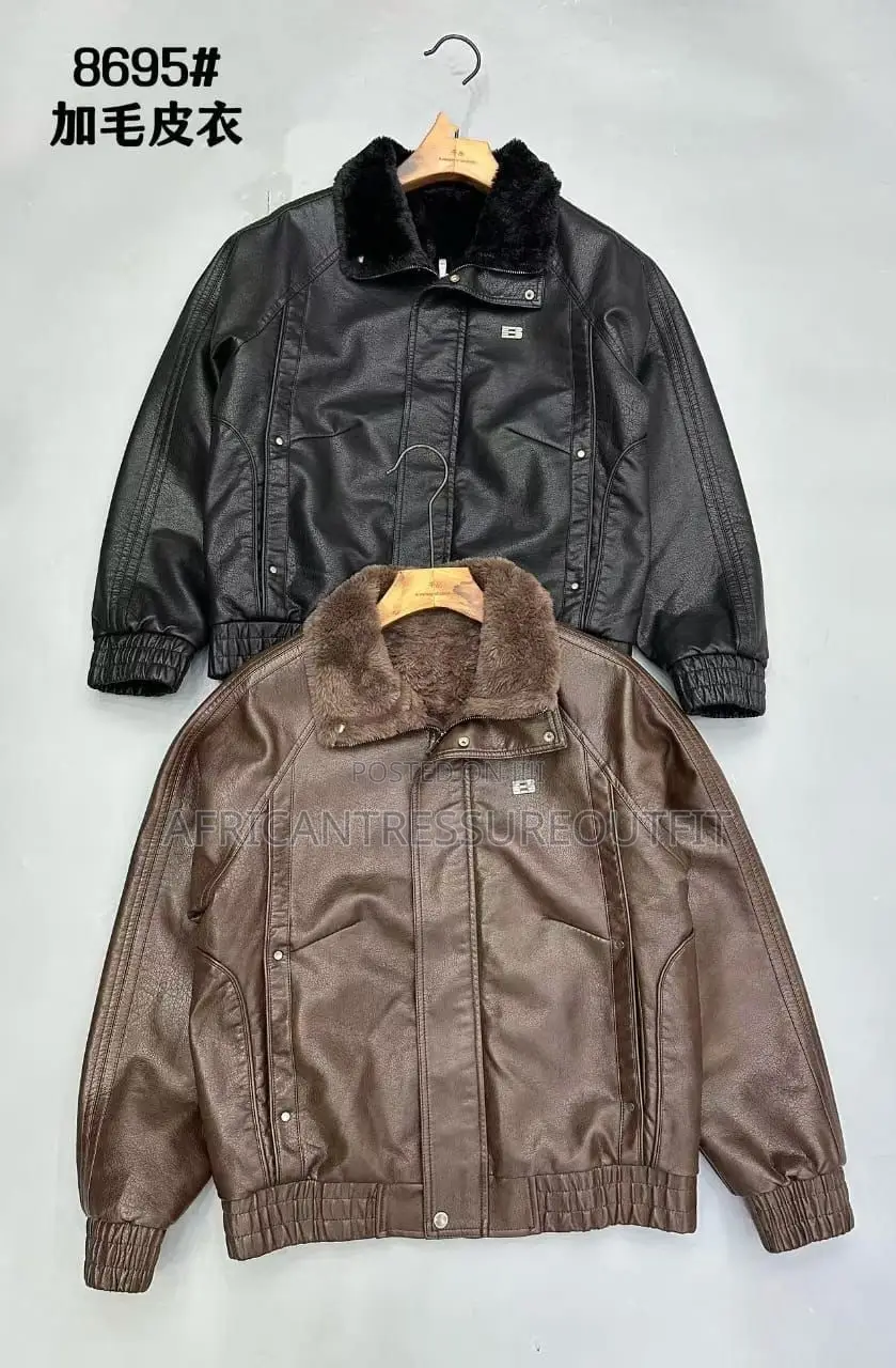 Mens Faux Leather Fleece-Lined Winter Bomber Jackets Available