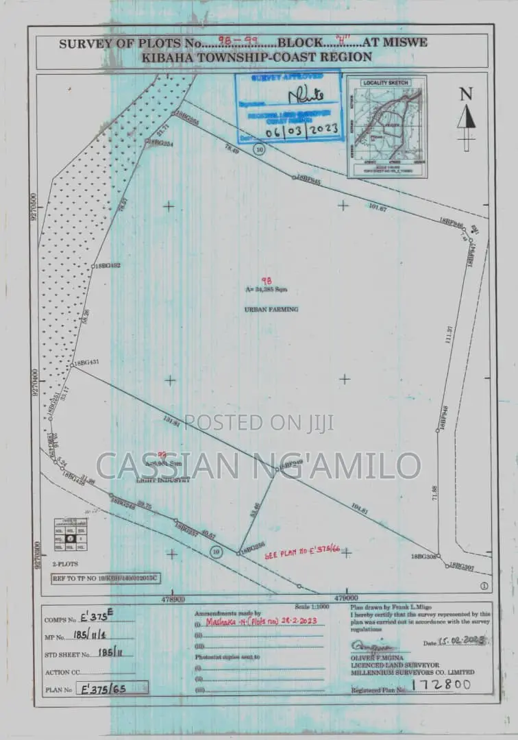 3 Surveyed Plots for Sale at Miswe, Kibaha