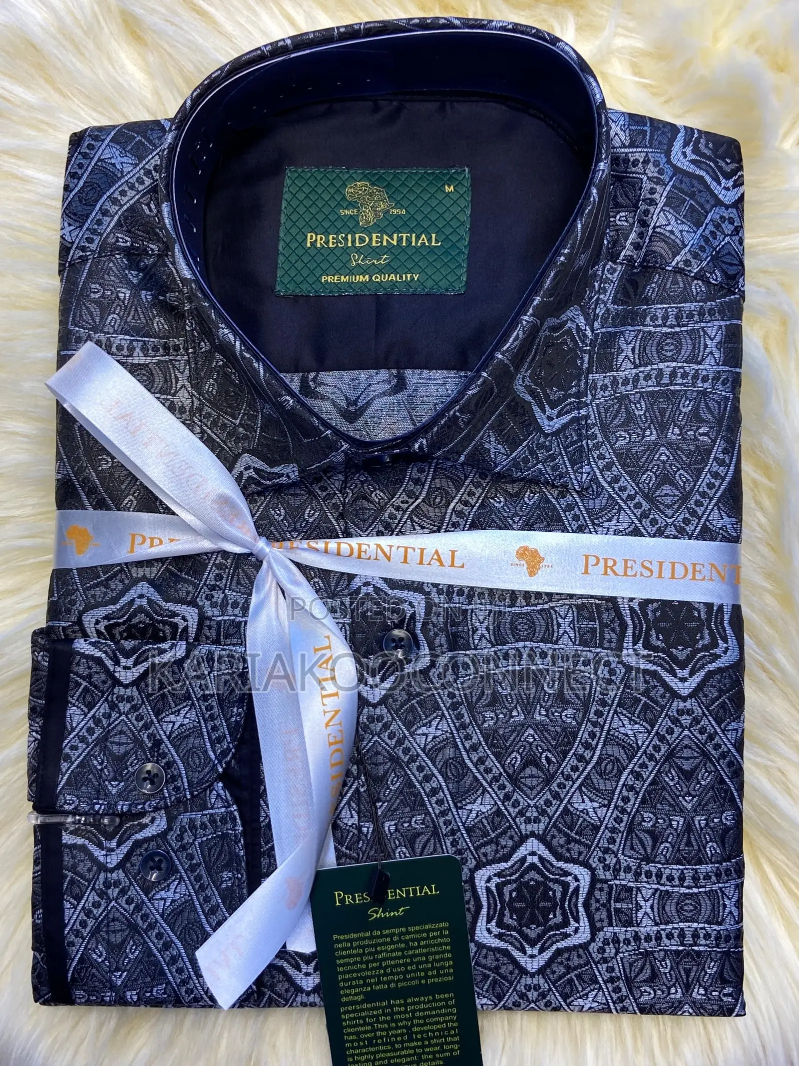 Presidential Men’s Brocade Jacquard Print Shirt