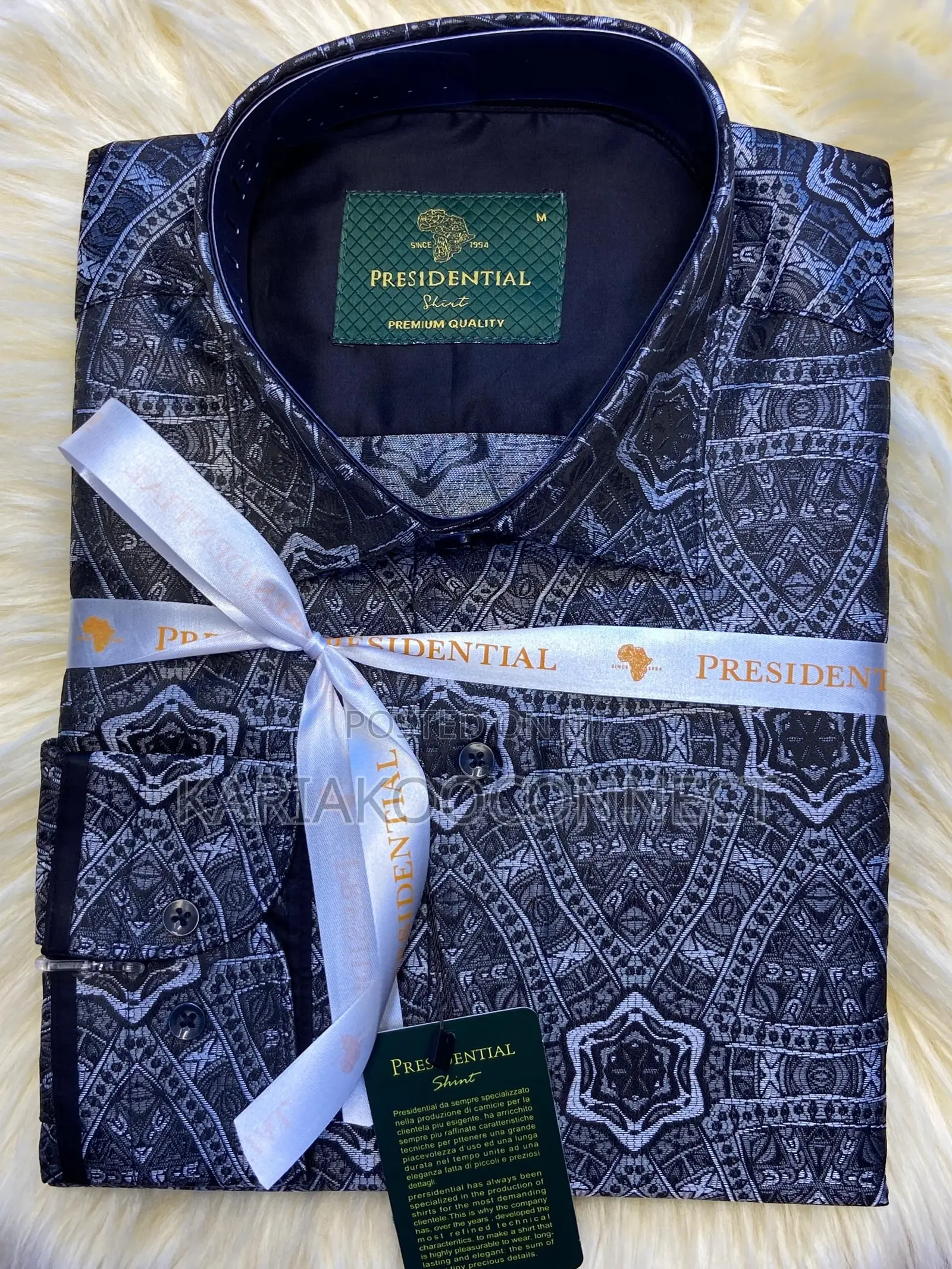 Presidential Men’s Brocade Jacquard Print Shirt