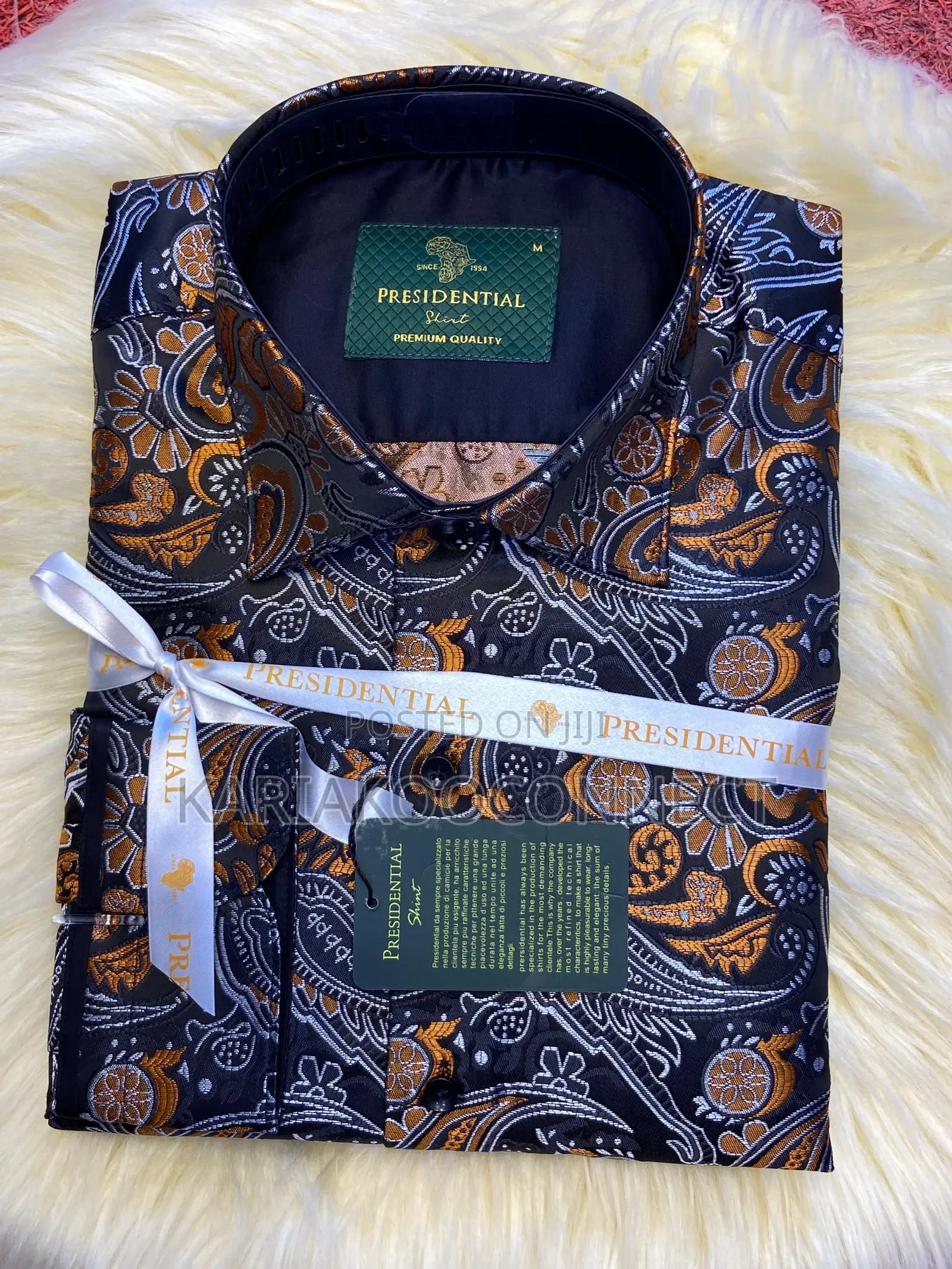 Presidential Men’s Brocade Jacquard Print Shirt