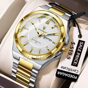 Poedagar 869 Quartz Watch Silver Gold and White