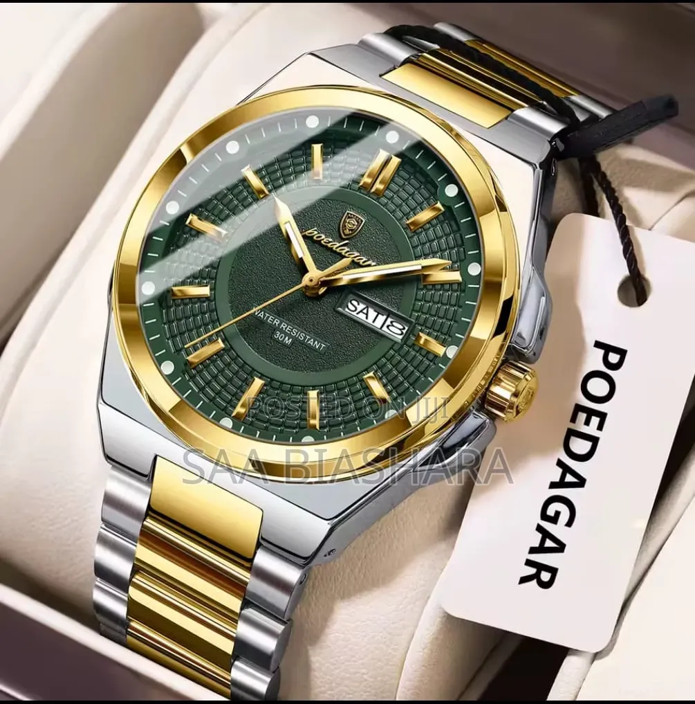 Poedagar 869 Quartz Watch Gold Silver Green Watch