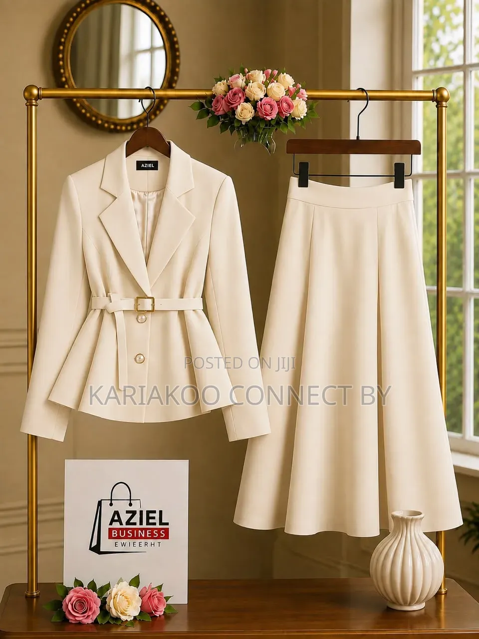 Elegant Women's Belted Blazer & Skirt Suit🔥👗