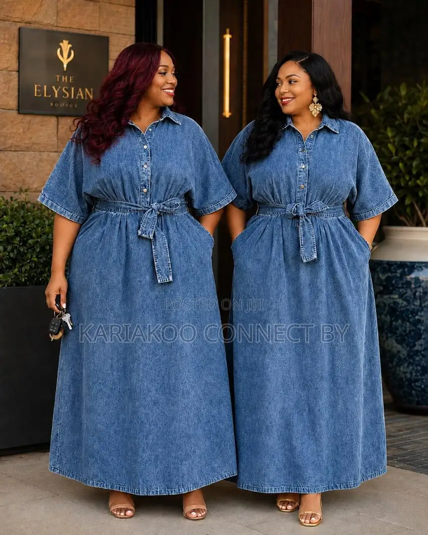 Modern Ladies Belted Jean Dress Collection