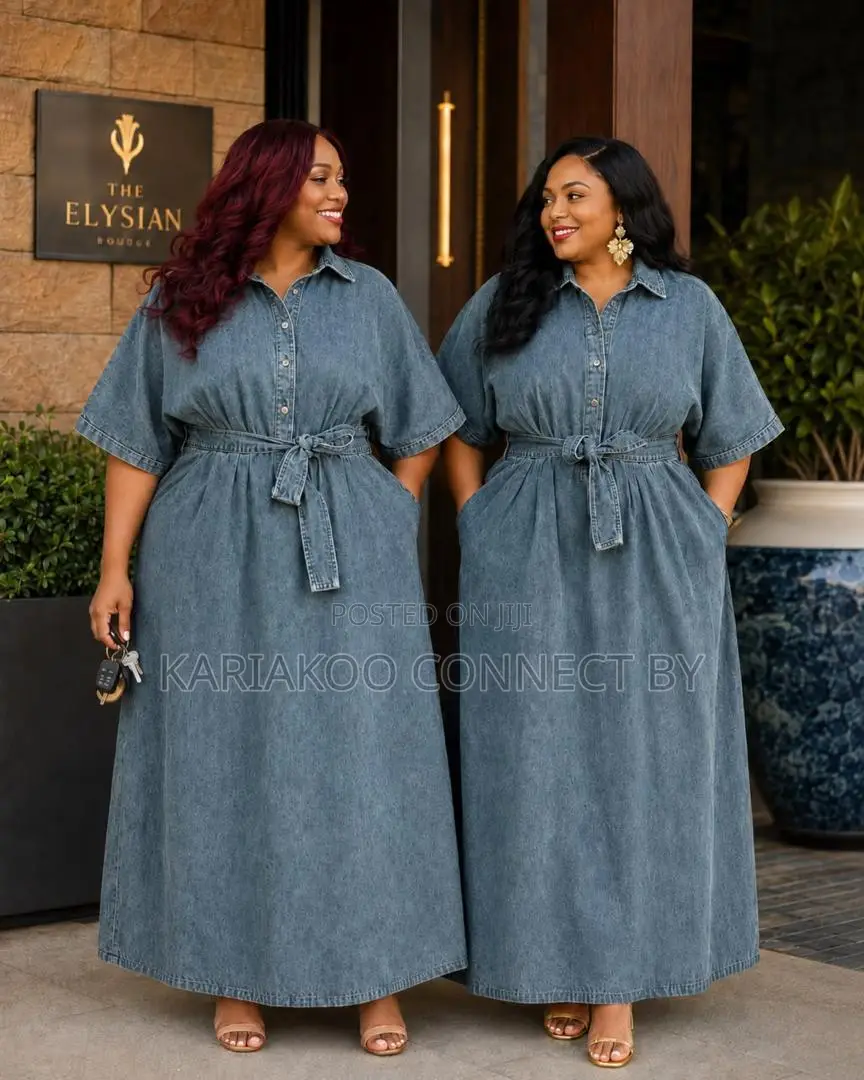 Modern Ladies Belted Jean Dress Collection