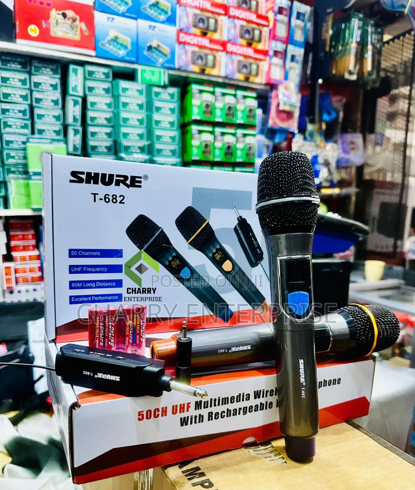 80m Long UHF Frequency Shure Wireless Microphone Mic T682 Rechargeable