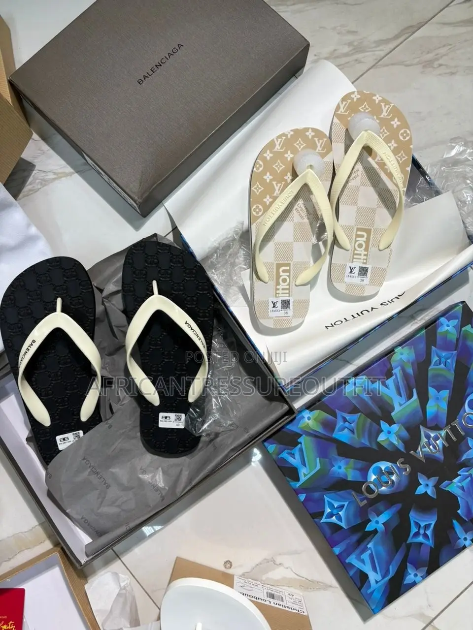 Louis Vuitton Thong Slipper Available |Louis Vuitton & BALENCIAGA