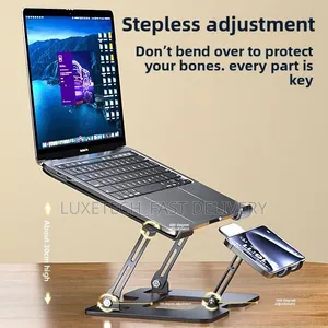 2-in-1 Foldable Laptop Cooling Stand Dual Fan With Phone Holder