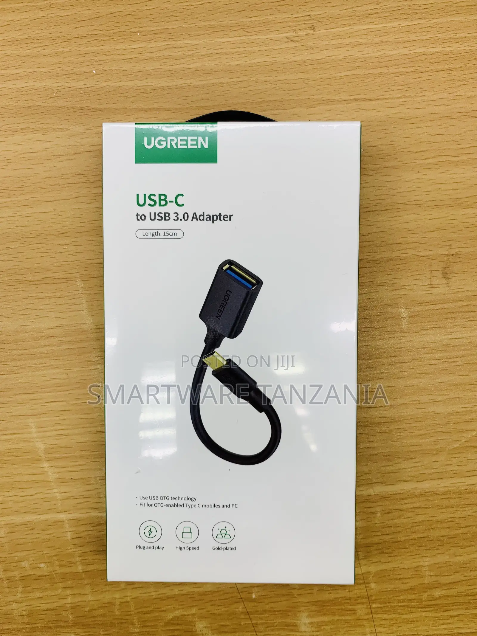 UGREEN USB-C to USB 3.0 Adapter, 15cm Length, Gold-Plated Connector