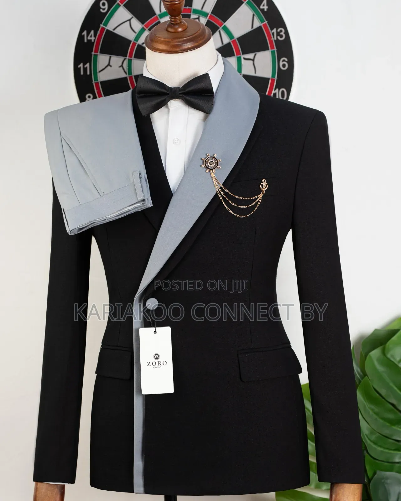 Men's Slim Fit Contrast Lapel Tuxedo Suit ✨