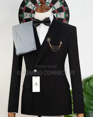 Luxury Black Groom & Party Suit Set With Gold Brooch Chain✨