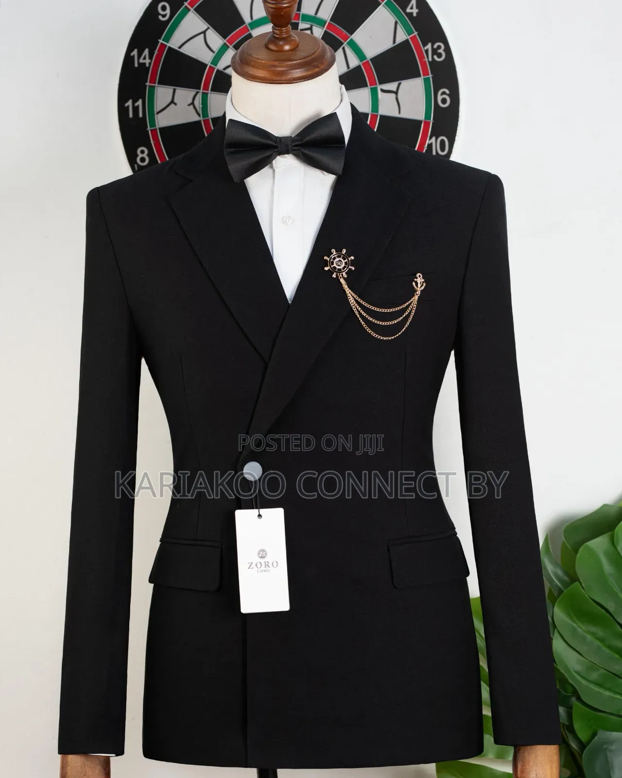 Luxury Black Groom & Party Suit Set With Gold Brooch Chain✨