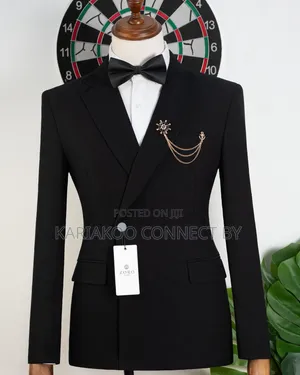 Luxury Black Groom & Party Suit Set With Gold Brooch Chain✨