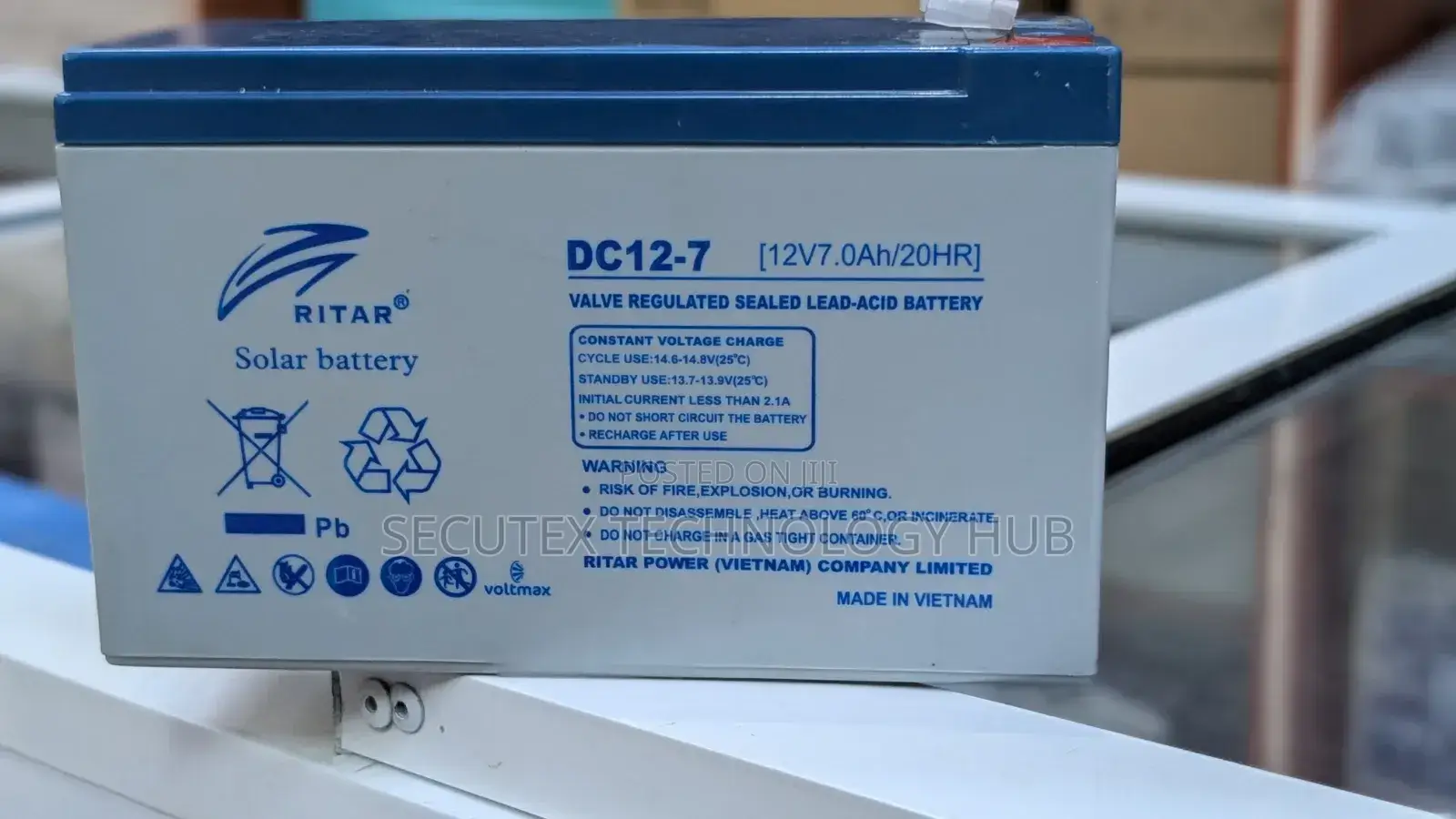 RITAR DC12-7 12V 7Ah Sealed Lead-Acid Solar Battery