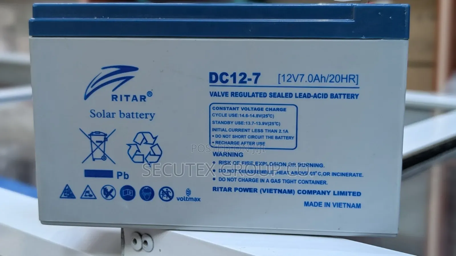 RITAR DC12-7 12V 7Ah Sealed Lead-Acid Solar Battery