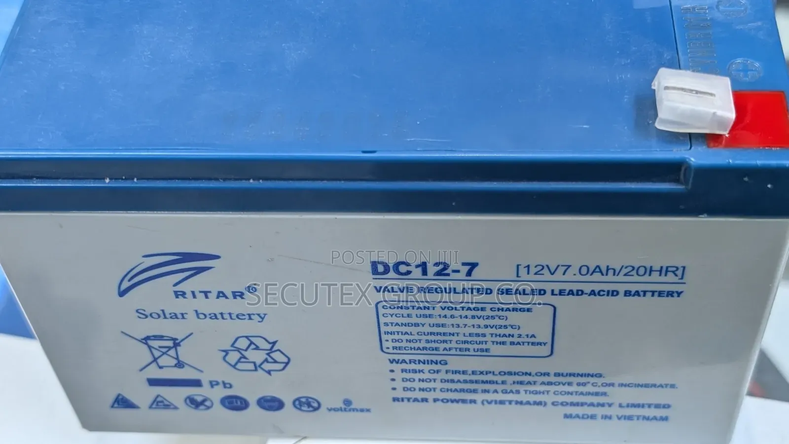 RITAR DC12-7 12V 7Ah Sealed Lead-Acid Solar Battery