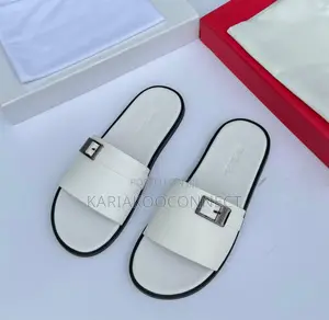 Buckled Slide Sandals — Black & White