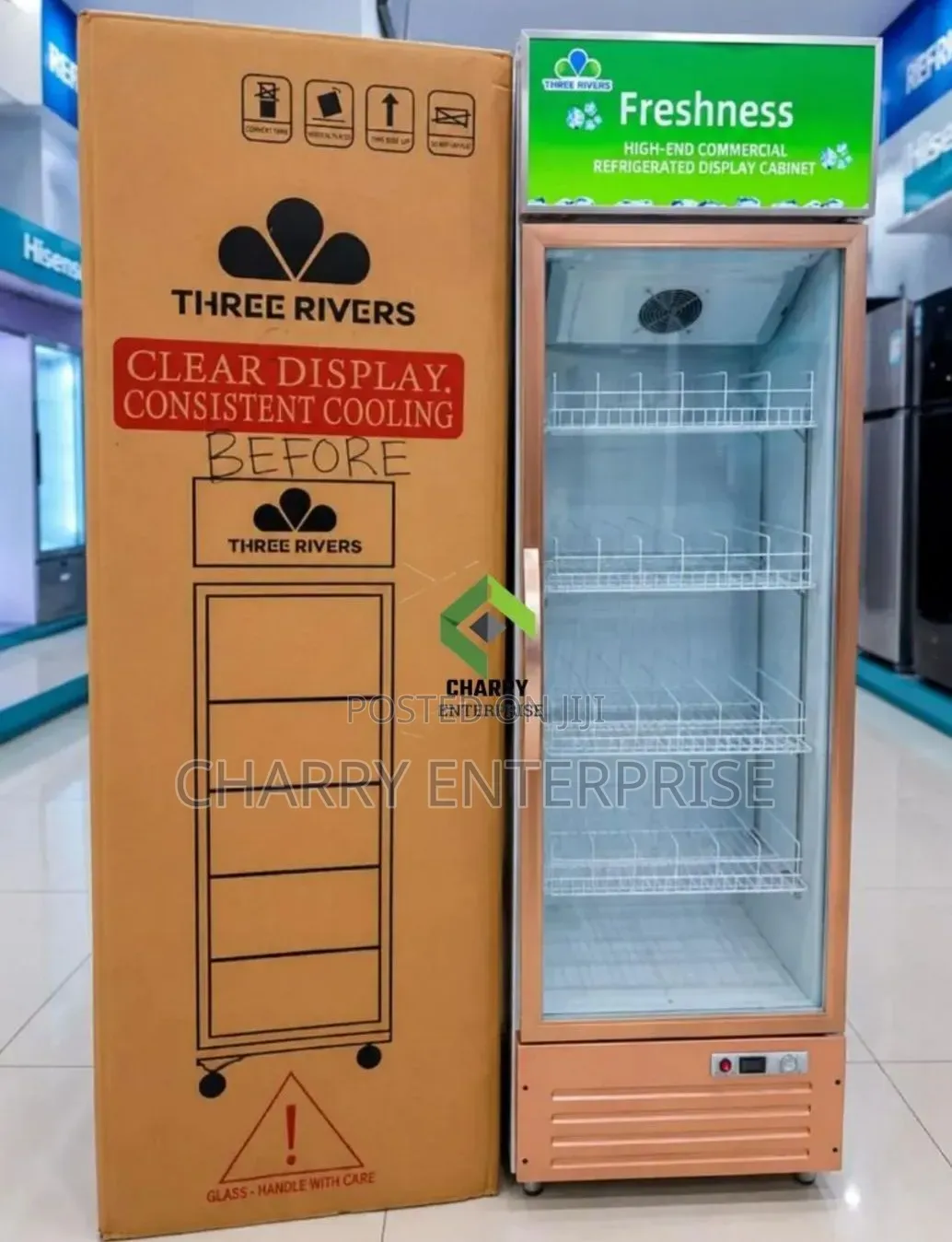 Three Rivers Showcase Fridge 300L Beverage Cooler Ya Biashara
