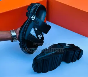 Men's Leather Sandals New and Original Black Colour Big Sole