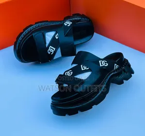 Men's Leather Sandals New and Original Black Colour Big Sole