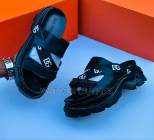 Men's Leather Sandals New and Original Black Colour Big Sole
