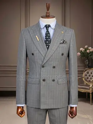Double-Breasted Wool Blend Executive Suit