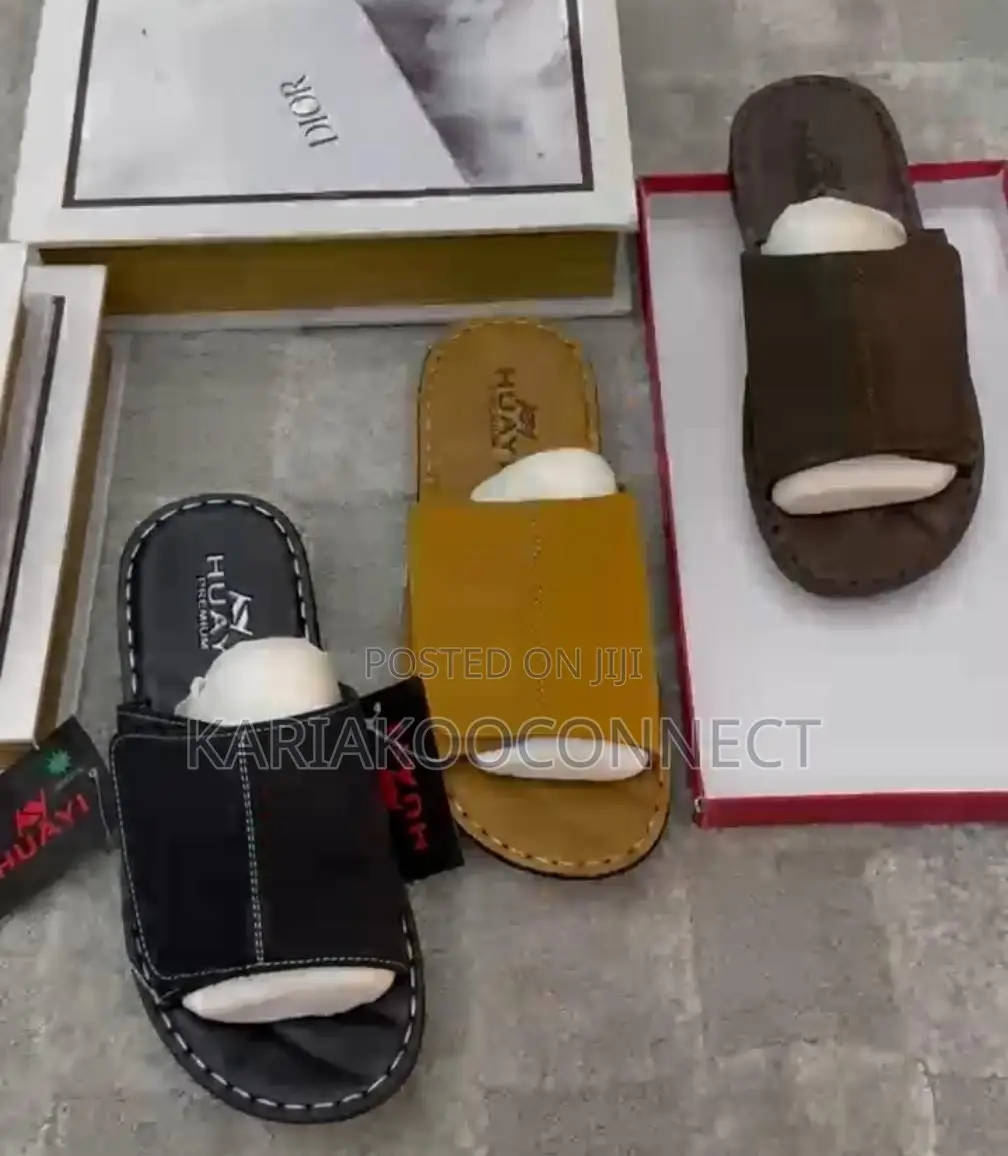 Suede Leather Slip-on Slides