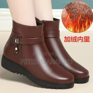 Buti Za Kike Za Ngozi (Women's Premium Fleece-Lined Ankle Boots)