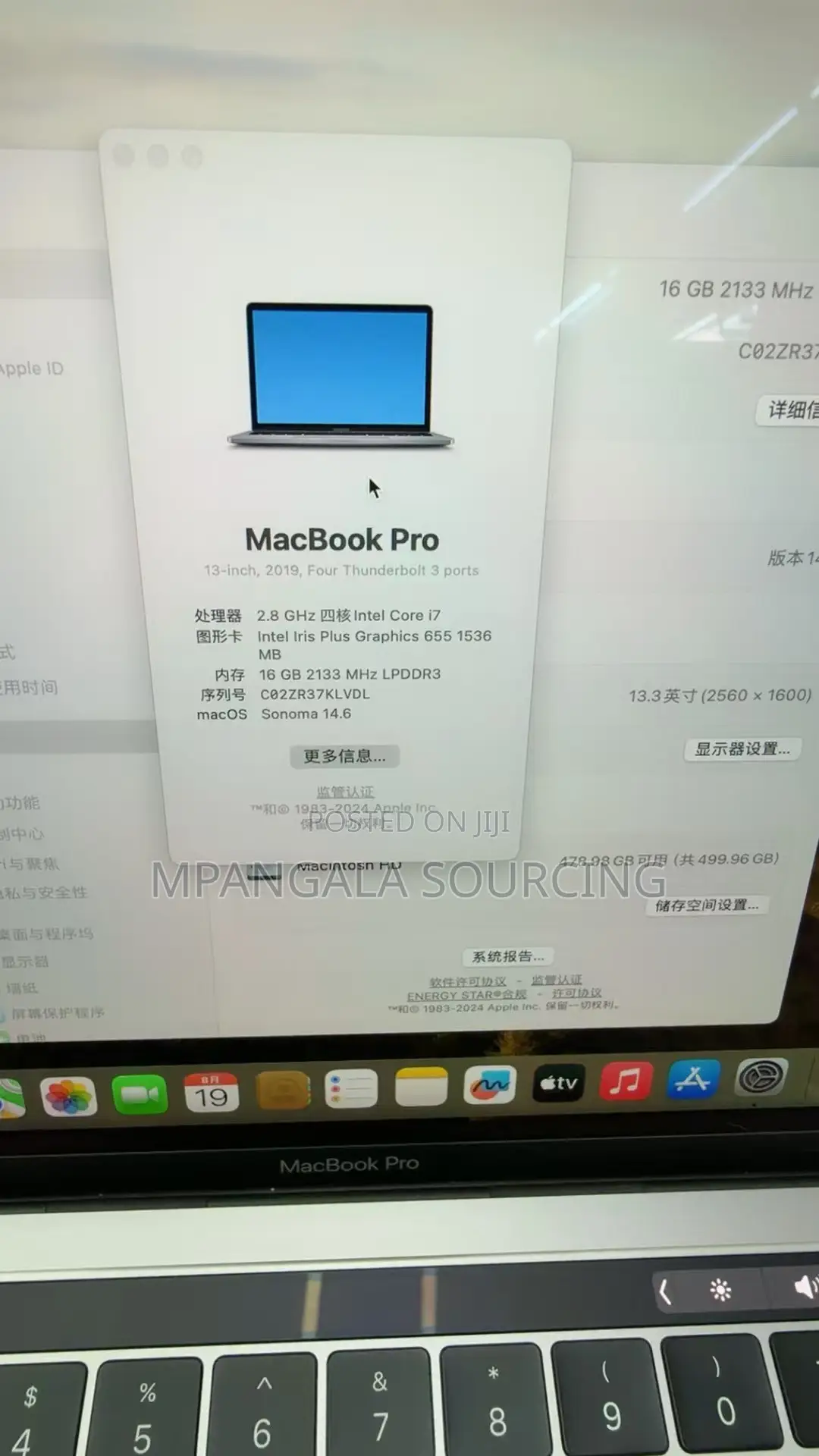 Laptop Apple MacBook Pro 2019 16GB Intel Core i7 SSD 512GB