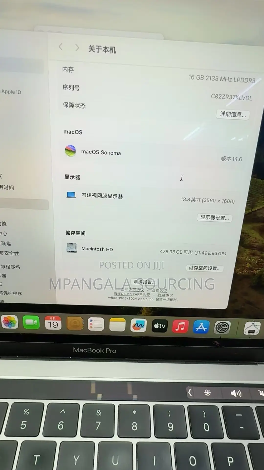 Laptop Apple MacBook Pro 2019 16GB Intel Core i7 SSD 512GB
