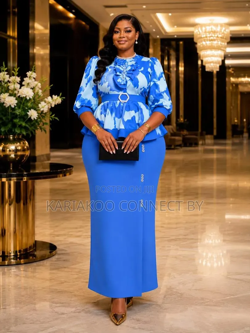 ​Elegant Peplum Maxi Dress With Belt & Ruffle Neck🔥👗