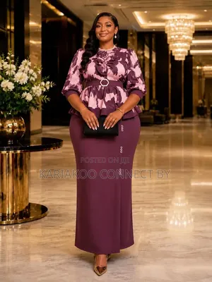​Elegant Peplum Maxi Dress With Belt & Ruffle Neck🔥👗