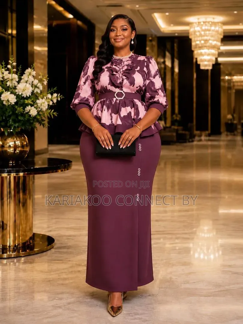 ​Elegant Peplum Maxi Dress With Belt & Ruffle Neck🔥👗