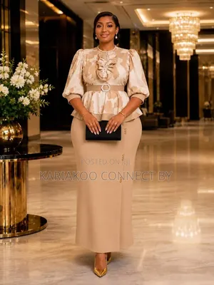 ​Elegant Peplum Maxi Dress With Belt & Ruffle Neck🔥👗