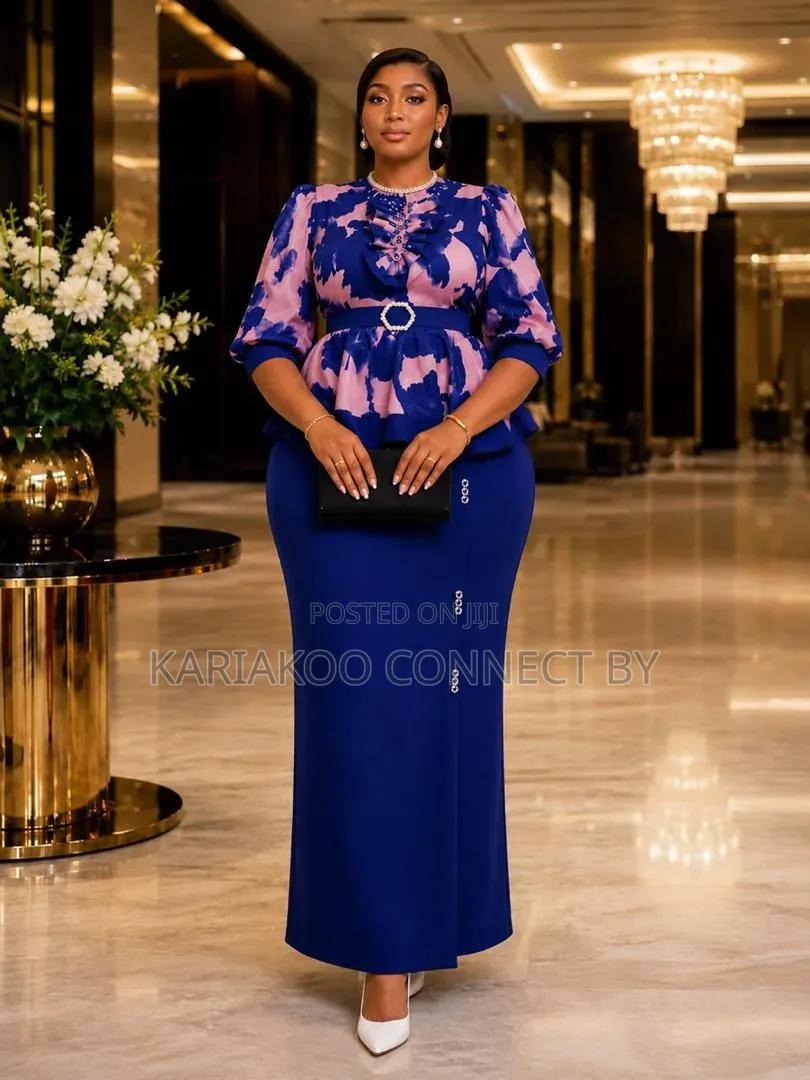 ​Elegant Peplum Maxi Dress With Belt & Ruffle Neck🔥👗