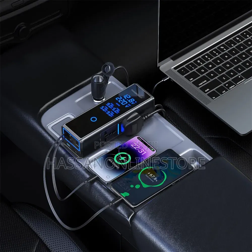 Powerology PWCPI300WBK 300W X2 AC Socket Car Power Inverter