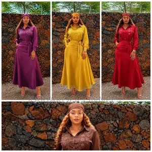 Beaded Satin Collared Maxi Dress