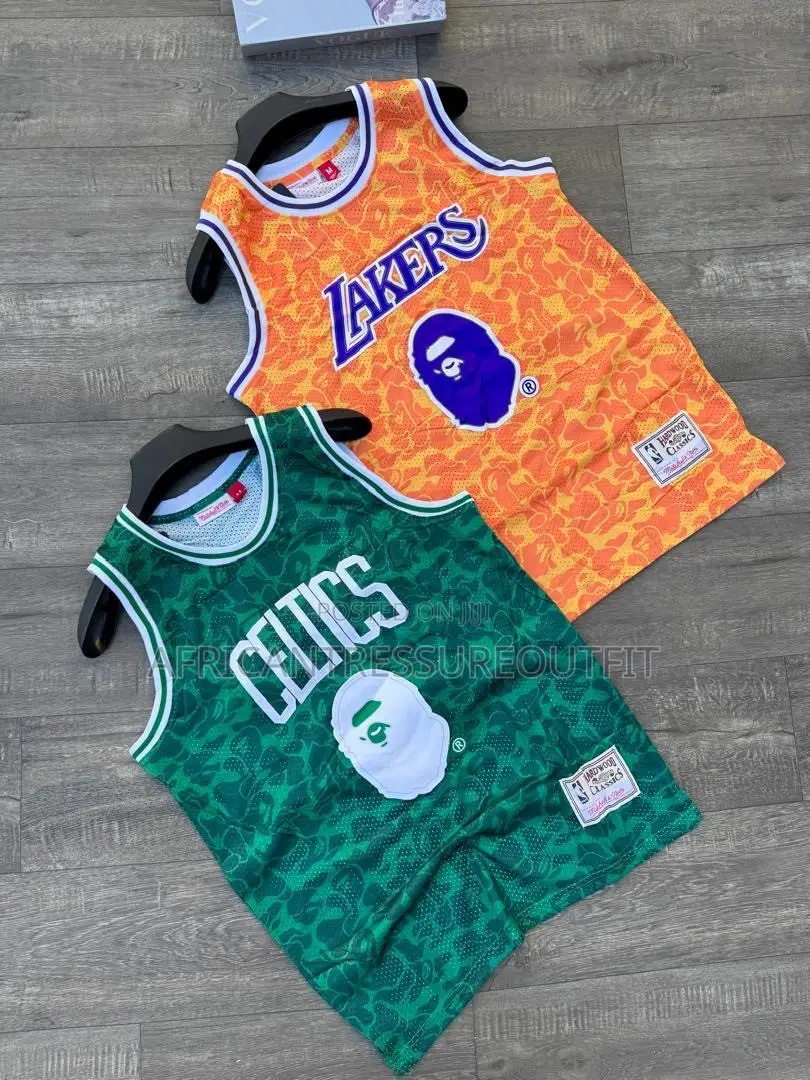 Nba Basketball Jersey Featuring a Prominent Bape X Mitchell