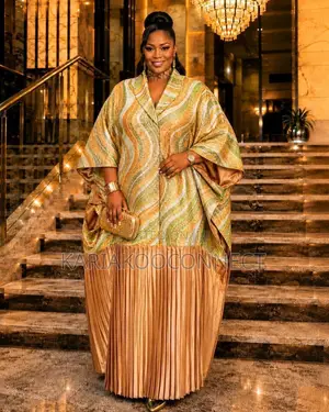 Swirl-Print Kaftan Gown