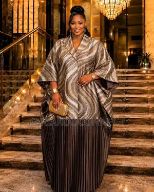 Swirl-Print Kaftan Gown